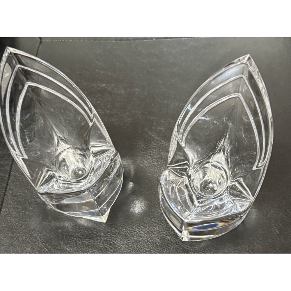 Mikasa Taper Candle Holders Set of 2 Art Deco Crystal Heavy Sculptural German